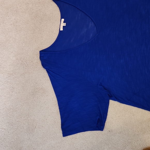 Spense Woman V-neckline Short Sleeve Top Tunic Vibrant Blue 2X W-549 - Picture 3 of 7